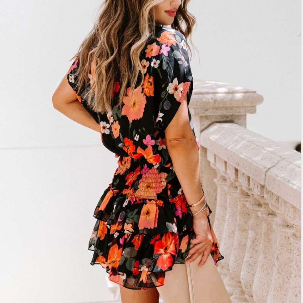 VICI Lofty Floral Smocked Ruffle Dress